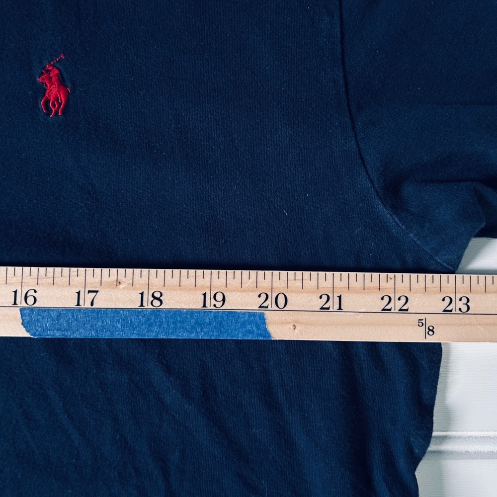 Polo Ralph Lauren Crewneck T-Shirt Men Large Navy Blue Short Sleeve Red Pony - Picture 4 of 11